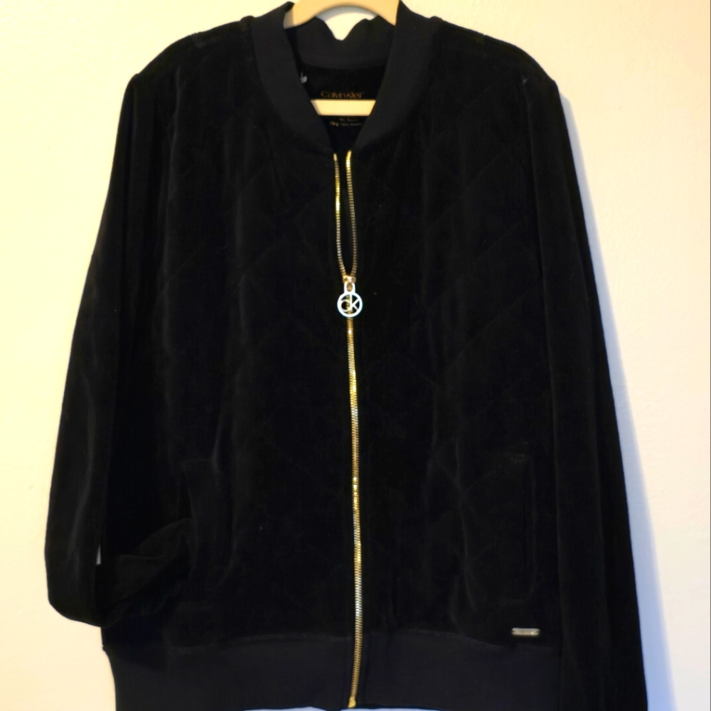 CK black fleece bomber new size S